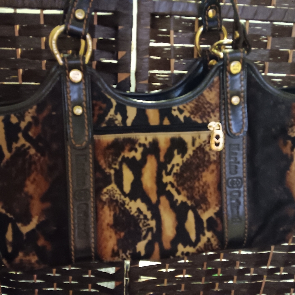 Marino Orlandi Black and Brown Shoulder Bag